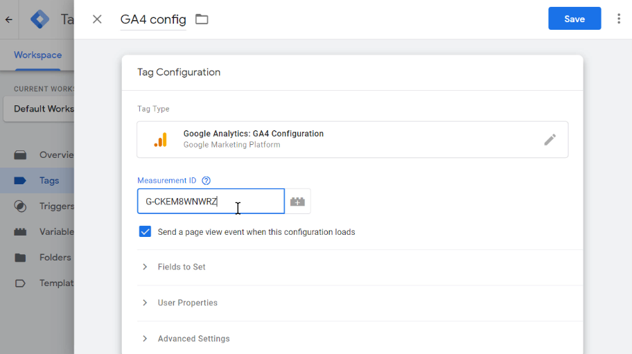 Google Tag Manager Measurement id